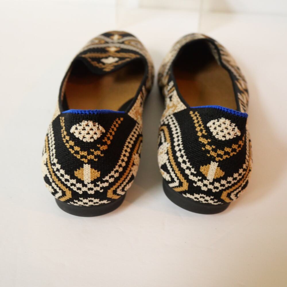 Rothy's Women's 6 Lounge Loafer Shoes Dark Boho Black Gold Slip On Shoes NEW - Picture 3 of 10